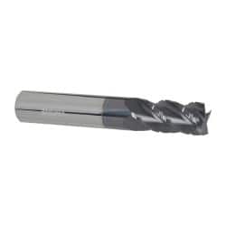 Accupro - 1/2" Diam, 1" LOC, 4 Flute Solid Carbide Roughing & Finishing Square End Mill - AlTiN Finish, 3" OAL, 1/2" Shank Diam, Straight Shank, 40° Helix, Centercutting - Americas Industrial Supply