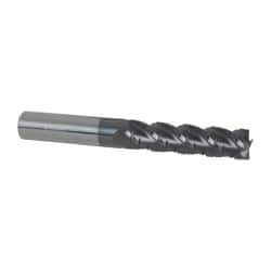 Accupro - 1/2" Diam, 2" LOC, 4 Flute Solid Carbide Roughing & Finishing Square End Mill - AlTiN Finish, 4" OAL, 1/2" Shank Diam, Straight Shank, 40° Helix, Centercutting - Americas Industrial Supply
