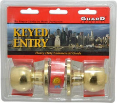 Value Collection - 1-3/4" Door Thickness, Bright Brass Entry Knob Lockset - 2-3/8" Back Set, KW1 Cylinder - Americas Industrial Supply