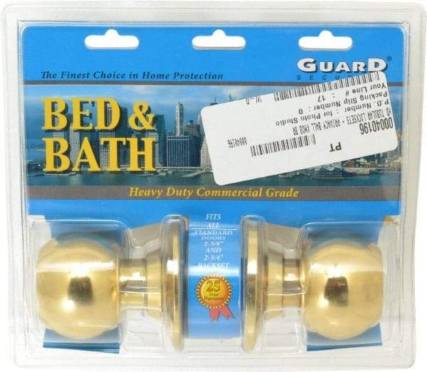 Value Collection - 1-3/4" Door Thickness, Bright Brass Privacy Knob Lockset - 2-3/8" Back Set - Americas Industrial Supply