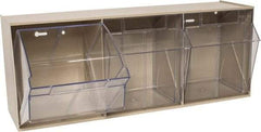 Quantum Storage - 23-5/8" Wide x 9-1/2" High x 7-3/4" Deep, Small Parts Tip Out Stacking Bin Organizer - Polystyrene Frame, 3 Compartments, 7-3/8" Wide x 8-5/8" High x 5-7/8" Deep Bin - Americas Industrial Supply