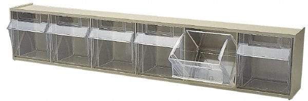 Quantum Storage - 23-5/8" Wide x 4-1/2" High x 3-5/8" Deep, Small Parts Tip Out Stacking Bin Organizer - Polystyrene Frame, 6 Compartments, 3-1/2" Wide x 3-3/4" High x 2-5/8" Deep Bin - Americas Industrial Supply