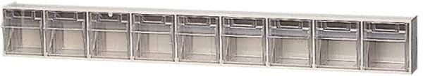 Quantum Storage - 23-5/8" Wide x 3-1/8" High x 2-1/2" Deep, Small Parts Tip Out Stacking Bin Organizer - Polystyrene Frame, 9 Compartments, 2-3/16" Wide x 2-1/2" High x 1-3/4" Deep Bin - Americas Industrial Supply