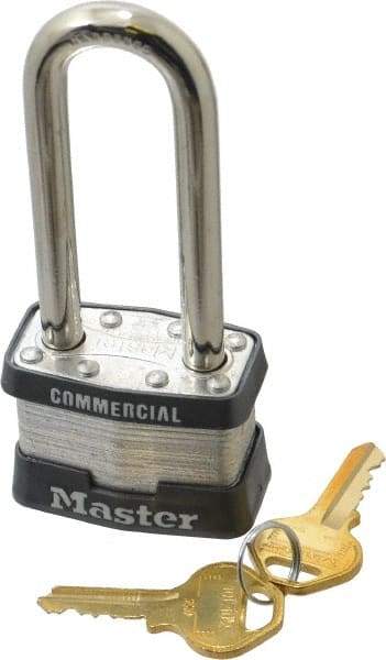 Master Lock - 2-1/2" Shackle Clearance, Keyed Alike Maximum Security Padlock - 5/16" Shackle Diam, Laminated Steel - Americas Industrial Supply