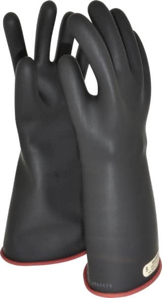 Salisbury by Honeywell - Class 1, Size L (9), 14" Long, Rubber Lineman's Glove - 7,500 AC Max Use Voltage, 10,000 AC Test Voltage, Black/Red, ASTM D120, IEC EN60903 - Americas Industrial Supply