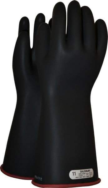 Salisbury by Honeywell - Class 1, Size 2XL (11), 14" Long, Rubber Lineman's Glove - 7,500 AC Max Use Voltage, 10,000 AC Test Voltage, Black/Red, ASTM D120, IEC EN60903 - Americas Industrial Supply