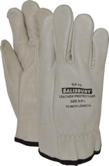 Salisbury by Honeywell - Size L (9), 10" Long, Cowhide Leather Protector - Not for Electrical Protection (ASTM F696-02), Wear Over Rubber Insulating Gloves, ASTM F496 - Americas Industrial Supply