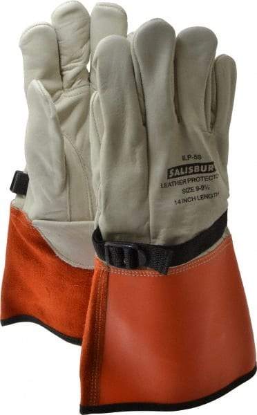 Salisbury by Honeywell - Size L (9), 14" Long, Cowhide Leather Protector - Not for Electrical Protection (ASTM F696-02), Wear Over Rubber Insulating Gloves, ASTM F496 - Americas Industrial Supply