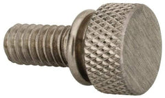 Electro Hardware - 1/4-20 Knurled Shoulder Grade 303 Stainless Steel Thumb Screw - 7/8" OAL, 1/2" Head Diam x 1/4" Head Height, Uncoated - Americas Industrial Supply