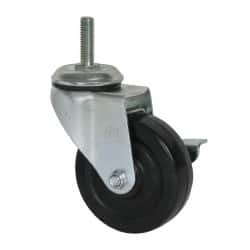 Value Collection - 4" Diam x 1-1/4" Wide x 5-13/32" OAH Stem Mount Swivel Caster with Brake - TPR, 200 Lb Capacity, Ball Bearing, 1/2-13 x 1-1/2" Threaded Stem - Americas Industrial Supply