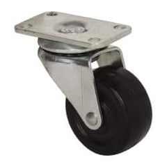 Albion - 1-5/8" Diam x 47/64" Wide x 2-9/32" OAH Top Plate Mount Swivel Caster - Soft Rubber, 70 Lb Capacity, Plain Bearing, 1-3/16 x 2" Plate - Americas Industrial Supply