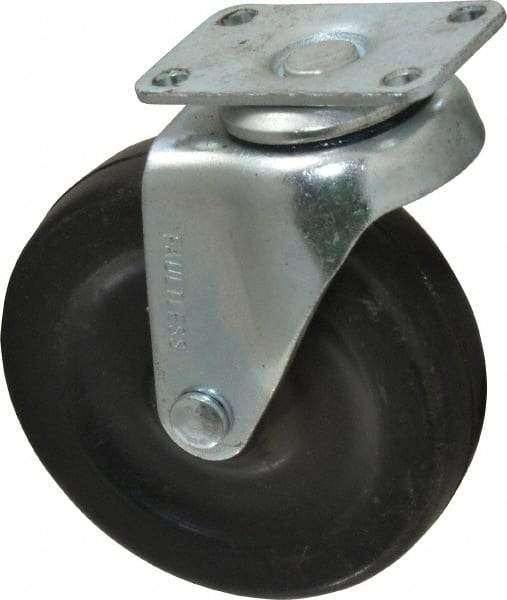 Albion - 3" Diam x 13/16" Wide x 3-19/32" OAH Top Plate Mount Swivel Caster - Soft Rubber, 90 Lb Capacity, Plain Bearing, 1-1/8 x 2-1/8" Plate - Americas Industrial Supply