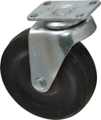 Albion - 3" Diam x 13/16" Wide x 3-19/32" OAH Top Plate Mount Swivel Caster - Soft Rubber, 90 Lb Capacity, Plain Bearing, 1-1/8 x 2-1/8" Plate - Americas Industrial Supply
