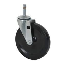 Albion - 5" Diam x 15/16" Wide x 5-5/8" OAH Stem Mount Swivel Caster - Soft Rubber, 125 Lb Capacity, Self-Lubricating Bearing, 7/16 x 1-17/32" Friction Stem - Americas Industrial Supply