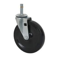 Albion - 5" Diam x 15/16" Wide x 5-5/8" OAH Stem Mount Swivel Caster - Soft Rubber, 125 Lb Capacity, Self-Lubricating Bearing, 7/16 x 1-17/32" Friction Stem - Americas Industrial Supply