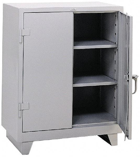 Durham - 2 Shelf Locking Storage Cabinet - Steel, 36" Wide x 24" Deep x 42" High, Gray - Americas Industrial Supply