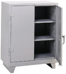 Durham - 2 Shelf Locking Storage Cabinet - Steel, 36" Wide x 24" Deep x 42" High, Gray - Americas Industrial Supply