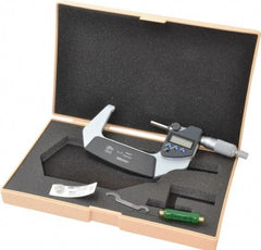 Mitutoyo - 2 to 76.2mm Measurement, Spherical Face Micrometer - Accuracy Up to 0.0001 Inch, Data Output, 0.0001 Inch Resolution, Electronic Operation, Ratchet Stop Thimble, IP65 Water Resistance Rating, SR44 Battery - Americas Industrial Supply