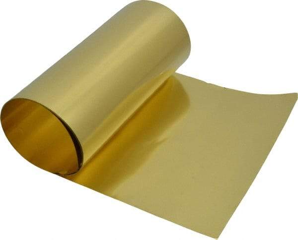 Made in USA - 100 Inch Long x 6 Inch Wide x 0.0015 Inch Thick, Roll Shim Stock - Brass - Americas Industrial Supply