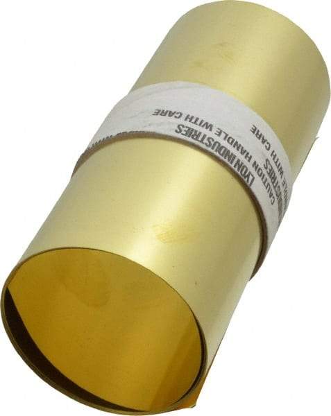 Made in USA - 100 Inch Long x 6 Inch Wide x 0.003 Inch Thick, Roll Shim Stock - Brass - Americas Industrial Supply