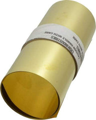 Made in USA - 100 Inch Long x 6 Inch Wide x 0.003 Inch Thick, Roll Shim Stock - Brass - Americas Industrial Supply