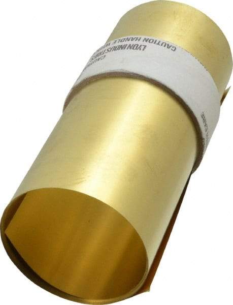 Made in USA - 100 Inch Long x 6 Inch Wide x 0.004 Inch Thick, Roll Shim Stock - Brass - Americas Industrial Supply