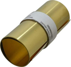 Made in USA - 100 Inch Long x 6 Inch Wide x 0.005 Inch Thick, Roll Shim Stock - Brass - Americas Industrial Supply