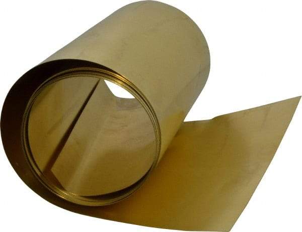 Made in USA - 100 Inch Long x 6 Inch Wide x 0.006 Inch Thick, Roll Shim Stock - Brass - Americas Industrial Supply