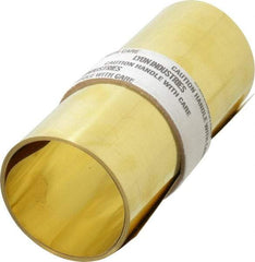 Made in USA - 100 Inch Long x 6 Inch Wide x 0.007 Inch Thick, Roll Shim Stock - Brass - Americas Industrial Supply