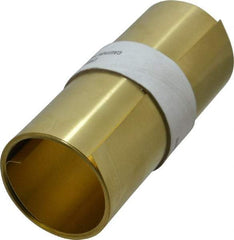 Made in USA - 100 Inch Long x 6 Inch Wide x 0.01 Inch Thick, Roll Shim Stock - Brass - Americas Industrial Supply