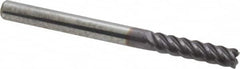 Accupro - 1/8", 1/2" LOC, 1/8" Shank Diam, 1-1/2" OAL, 5 Flute, Solid Carbide Square End Mill - Single End, AlTiN Finish, Spiral Flute, 45° Helix, Centercutting, Right Hand Cut, Right Hand Flute - Americas Industrial Supply
