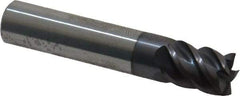Accupro - 3/8", 1/2" LOC, 3/8" Shank Diam, 2" OAL, 5 Flute, Solid Carbide Square End Mill - Single End, AlTiN Finish, Spiral Flute, 45° Helix, Centercutting, Right Hand Cut, Right Hand Flute - Americas Industrial Supply