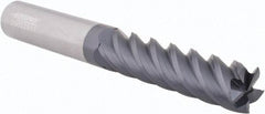Accupro - 1/2", 2" LOC, 1/2" Shank Diam, 4" OAL, 5 Flute, Solid Carbide Square End Mill - Single End, AlTiN Finish, Spiral Flute, 45° Helix, Centercutting, Right Hand Cut, Right Hand Flute - Americas Industrial Supply