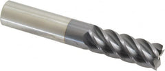 Accupro - 9/16", 1-1/2" LOC, 9/16" Shank Diam, 3-1/2" OAL, 5 Flute, Solid Carbide Square End Mill - Single End, AlTiN Finish, Spiral Flute, 45° Helix, Centercutting, Right Hand Cut, Right Hand Flute - Americas Industrial Supply