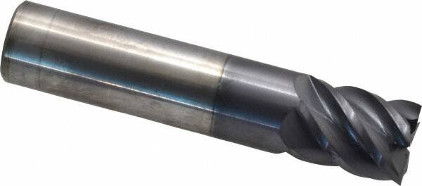 Accupro - 5/8", 3/4" LOC, 5/8" Shank Diam, 3" OAL, 5 Flute, Solid Carbide Square End Mill - Single End, AlTiN Finish, Spiral Flute, 45° Helix, Centercutting, Right Hand Cut, Right Hand Flute - Americas Industrial Supply