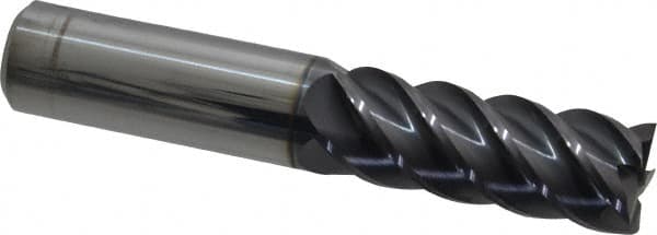 Accupro - 5/8", 1-5/8" LOC, 5/8" Shank Diam, 3-1/2" OAL, 5 Flute, Solid Carbide Square End Mill - Single End, AlTiN Finish, Spiral Flute, 45° Helix, Centercutting, Right Hand Cut, Right Hand Flute - Americas Industrial Supply