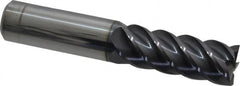 Accupro - 5/8", 1-5/8" LOC, 5/8" Shank Diam, 3-1/2" OAL, 5 Flute, Solid Carbide Square End Mill - Single End, AlTiN Finish, Spiral Flute, 45° Helix, Centercutting, Right Hand Cut, Right Hand Flute - Americas Industrial Supply