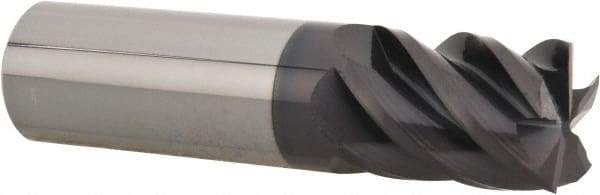 Accupro - 3/4", 1" LOC, 3/4" Shank Diam, 3" OAL, 5 Flute, Solid Carbide Square End Mill - Single End, AlTiN Finish, Spiral Flute, 45° Helix, Centercutting, Right Hand Cut, Right Hand Flute - Americas Industrial Supply