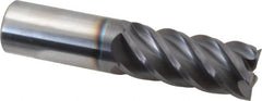 Accupro - 7/8", 2" LOC, 7/8" Shank Diam, 4" OAL, 5 Flute, Solid Carbide Square End Mill - Single End, AlTiN Finish, Spiral Flute, 45° Helix, Centercutting, Right Hand Cut, Right Hand Flute - Americas Industrial Supply