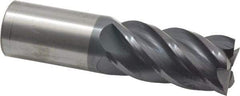 Accupro - 1", 2" LOC, 1" Shank Diam, 4" OAL, 5 Flute, Solid Carbide Square End Mill - Single End, AlTiN Finish, Spiral Flute, 45° Helix, Centercutting, Right Hand Cut, Right Hand Flute - Americas Industrial Supply