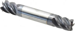 Accupro - 7/16", 9/16" LOC, 7/16" Shank Diam, 2-3/4" OAL, 5 Flute, Solid Carbide Square End Mill - Double End, AlTiN Finish, Spiral Flute, 45° Helix, Centercutting, Right Hand Cut, Right Hand Flute - Americas Industrial Supply