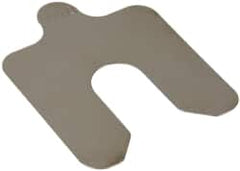 Made in USA - 20 Piece, 2 Inch Long x 2 Inch Wide x 0.01 Inch Thick, Slotted Shim Stock - Stainless Steel, 5/8 Inch Wide Slot - Americas Industrial Supply