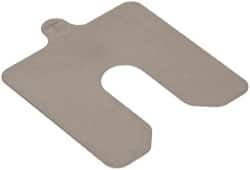 Made in USA - 10 Piece, 3 Inch Long x 3 Inch Wide x 0.015 Inch Thick, Slotted Shim Stock - Stainless Steel, 3/4 Inch Wide Slot - Americas Industrial Supply