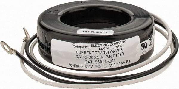 Simpson Electric - 2 VA Burden, 200 Amp AC Input, 5 Amp AC Output, 50 to 400 Hz, Panel Meter Donut Current Transformer - Screw Terminal, For Use with AC Ammeter - Americas Industrial Supply