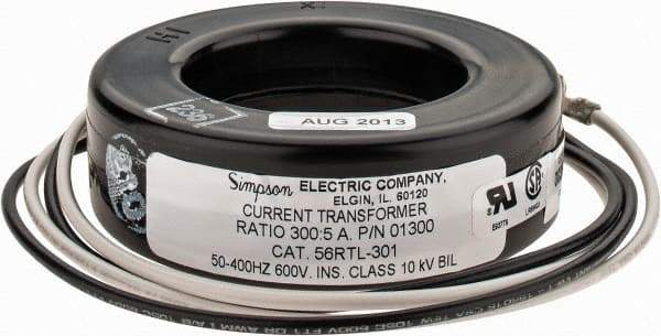 Simpson Electric - 2 VA Burden, 300 Amp AC Input, 5 Amp AC Output, 50 to 400 Hz, Panel Meter Donut Current Transformer - Screw Terminal, For Use with AC Ammeter - Americas Industrial Supply