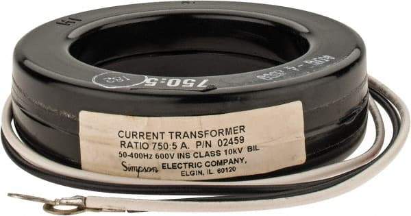 Simpson Electric - 2 VA Burden, 750 Amp AC Input, 5 Amp AC Output, 50 to 400 Hz, Panel Meter Donut Current Transformer - Screw Terminal, For Use with AC Ammeter - Americas Industrial Supply