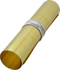 Made in USA - 10 Ft. Long x 12 Inch Wide x 0.002 Inch Thick, Roll Shim Stock - Brass - Americas Industrial Supply