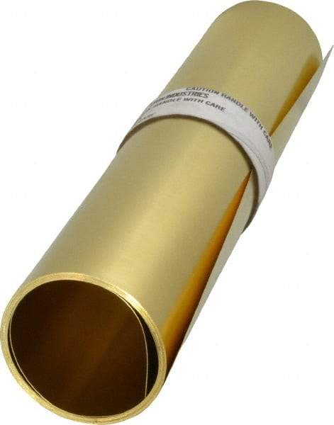 Made in USA - 10 Ft. Long x 12 Inch Wide x 0.008 Inch Thick, Roll Shim Stock - Brass - Americas Industrial Supply