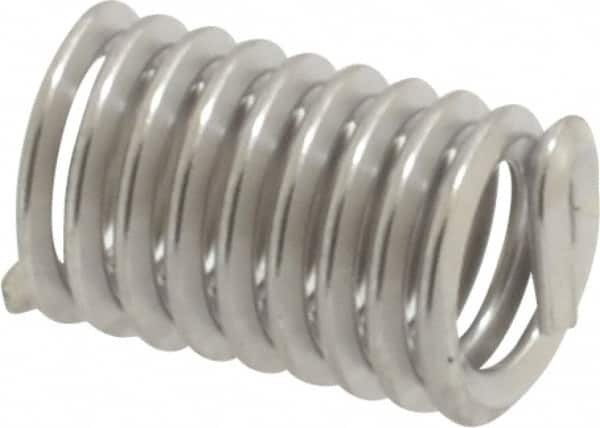 Heli-Coil - #10-24 UNC, 0.475" OAL, Free Running Helical Insert - 9-1/4 Free Coils, Tanged, 304 Stainless Steel, Bright Finish, 2-1/2D Insert Length - Americas Industrial Supply