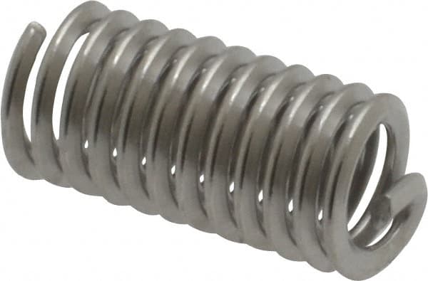 Heli-Coil - #10-24 UNC, 0.57" OAL, Free Running Helical Insert - 11-3/8 Free Coils, Tanged, 304 Stainless Steel, Bright Finish, 3D Insert Length - Americas Industrial Supply